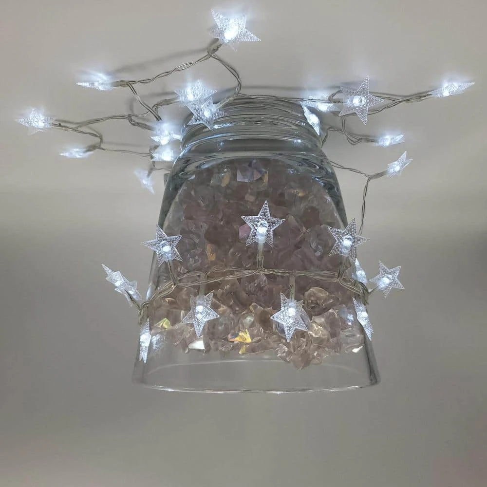 Battery Operated LED White String Lights - Star (Set Of 2) 5 Battery Operated LED White String Lights - Star (Set Of 2) - Image 5