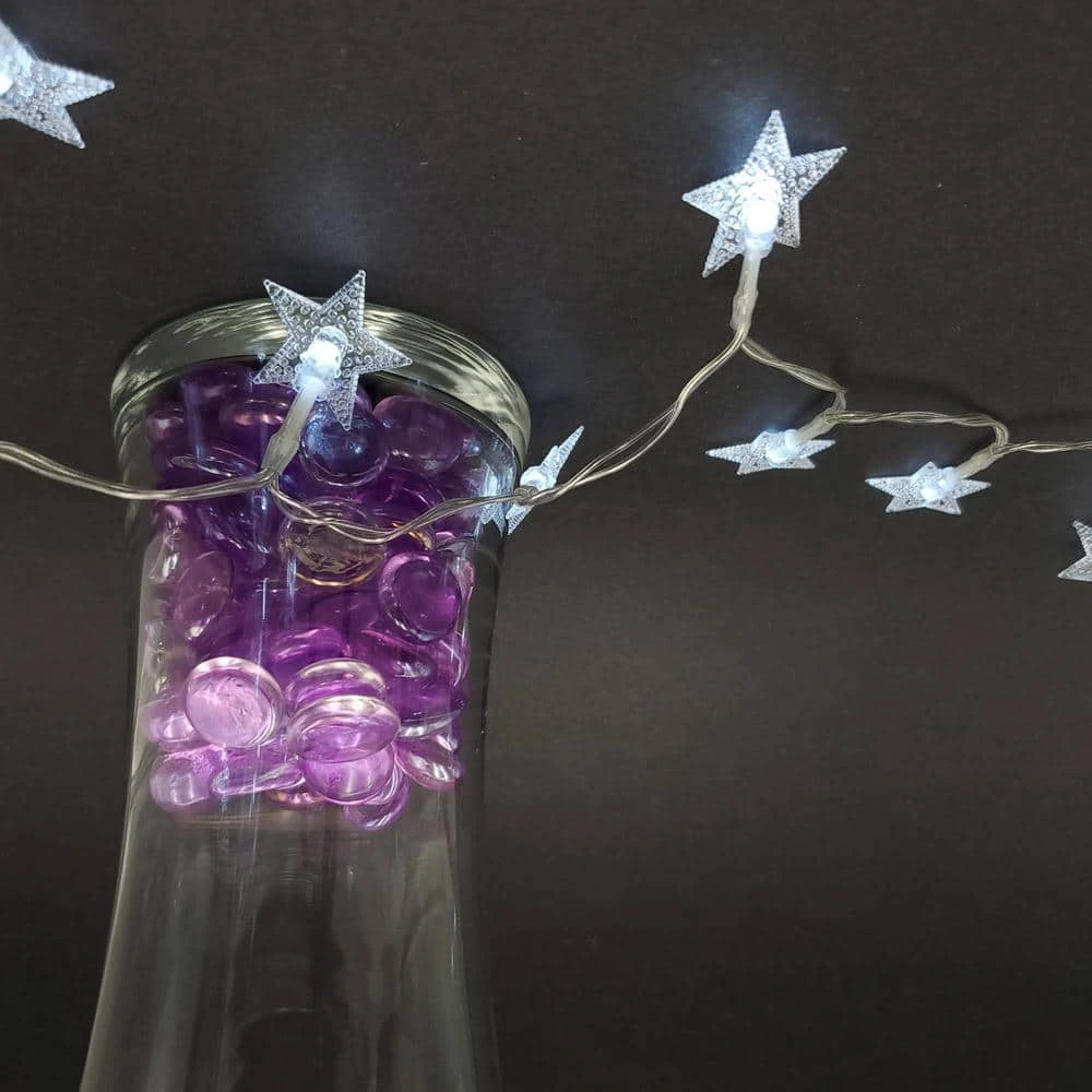 Battery Operated LED White String Lights - Star (Set Of 2) 3 Battery Operated LED White String Lights - Star (Set Of 2) - Image 3