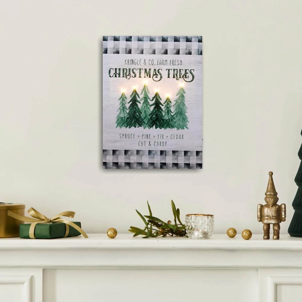 16 In. Battery Operated Lighted Wall Art With Remote Control - Holiday Tree Farm 3 16 In. Battery Operated Lighted Wall Art With Remote Control - Holiday Tree Farm - Image 3