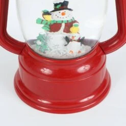 Holiday Snowman In Farmhouse LED Red Lantern -Northlight Shop luxenhome christmas centerpieces whdl679 44 1000