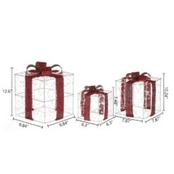 Indoor/Outdoor Lighted Christmas Holiday Presents Decoration With Remote (Set Of 3) -Northlight Shop luxenhome christmas figurines whhd1421 66 1000