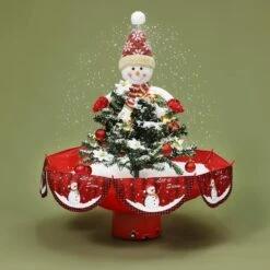 31.49 In. H Animated Musical Snowing Christmas Tree And Snowman Decor With LED Lights 16 31.49 In. H Animated Musical Snowing Christmas Tree And Snowman Decor With LED Lights -Northlight Shop luxenhome christmas figurines whhd2091 44 1000