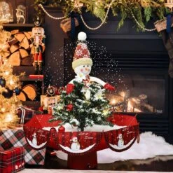 31.49 In. H Animated Musical Snowing Christmas Tree And Snowman Decor With LED Lights 14 31.49 In. H Animated Musical Snowing Christmas Tree And Snowman Decor With LED Lights -Northlight Shop luxenhome christmas figurines whhd2091 4f 1000