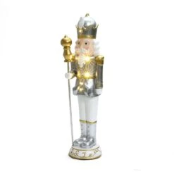 24.41 In. H White Christmas Nutcracker King With Lights -Northlight Shop luxenhome christmas figurines whhd2133 s 44 1000
