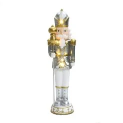24.41 In. H White Christmas Nutcracker King With Lights
