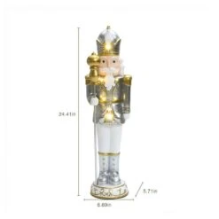 24.41 In. H White Christmas Nutcracker King With Lights -Northlight Shop luxenhome christmas figurines whhd2133 s 66 1000