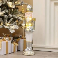 24.41 In. H White Christmas Nutcracker King With Lights -Northlight Shop luxenhome christmas figurines whhd2133 s c3 1000