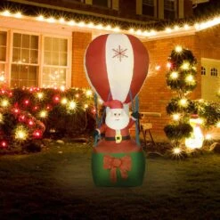 9 Ft. Santa In Hot Air Balloon Inflatable With LED Lights -Northlight Shop luxenhome christmas inflatables whin693 31 1000
