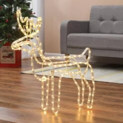 25 In. 1-Light LED White Rope Light Standing Reindeer Indoor/Outdoor Christmas Decoration Lighted Display -Northlight Shop luxenhome christmas rope lights whhd649 c3 1000