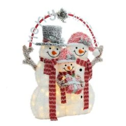 44.4 In. H Merry Christmas Snowman Trio Holiday Decoration With Battery Operated Lights -Northlight Shop luxenhome christmas yard decorations whhd2043 fa 1000