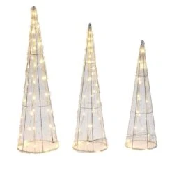 31.9 In. H Indoor And Outdoor Trees Holiday Christmas Decoration With Lights (Set Of 3)
