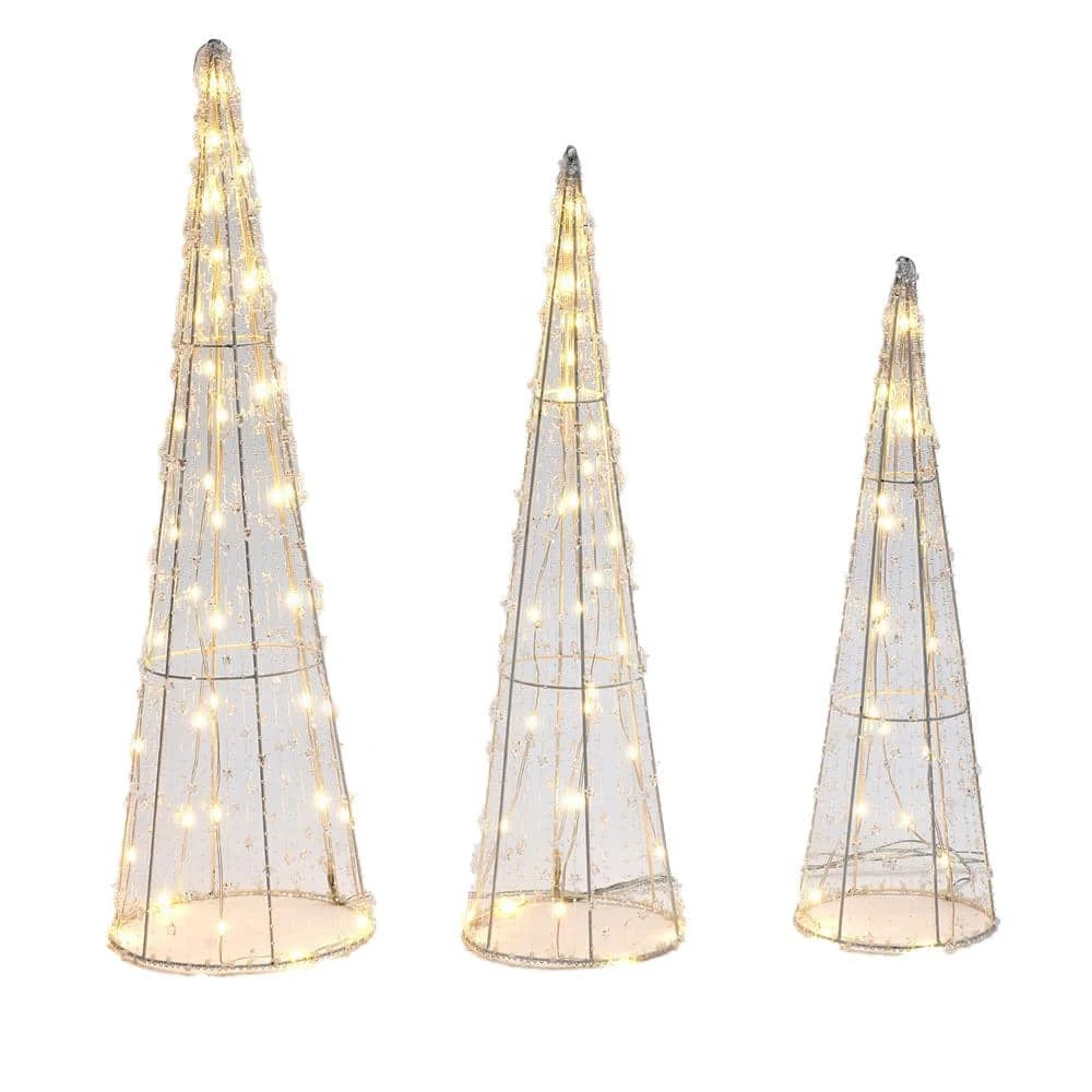 31.9 In. H Indoor And Outdoor Trees Holiday Christmas Decoration With Lights (Set Of 3) 1 31.9 In. H Indoor And Outdoor Trees Holiday Christmas Decoration With Lights (Set Of 3)