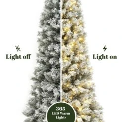 7 Ft. Pre-Lit Snow-Flocked Full Artificial Christmas Tree With Sturdy Metal Stand -Northlight Shop luxenhome pre lit christmas trees whap1403 76 1000