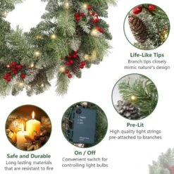 24 In. Battery Operated PreLit LED Artificial Christmas Wreath With Pinecones And Berries -Northlight Shop maypex christmas wreaths h53l0w0a8s6l8w fa 1000