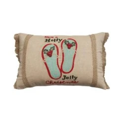 14 In. X 20 In. Holly Jolly Slippers Pillow