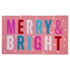 Pink Merry & Bright Doormat 17" X 29"