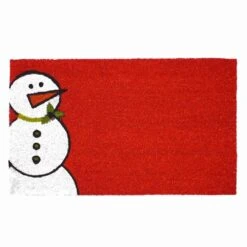 Red Winter Snowman Doormat 17" X 29"