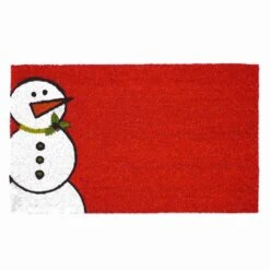 Red Winter Snowman Doormat 24" X 36"