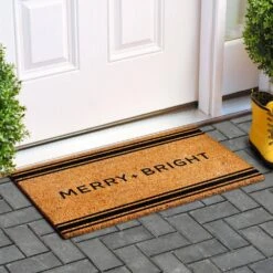 French Stripe Merry + Bright Doormat 24" X 48" -Northlight Shop multi calloway mills christmas doormats 109042448 e1 1000