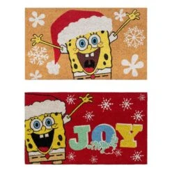 Nickelodeon Spongebob Santa/Joy 20 In. X 34 In. Coir Door Mat (2-Pack)