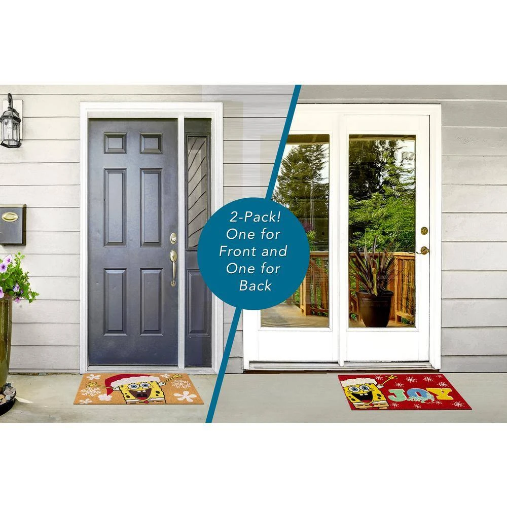 Nickelodeon Spongebob Santa/Joy 20 In. X 34 In. Coir Door Mat (2-Pack) 2 Nickelodeon Spongebob Santa/Joy 20 In. X 34 In. Coir Door Mat (2-Pack) - Image 2