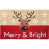 Natural Printed - Merry And Bright Reindeer Multi-colored Indoor/outdoor Doormat 18 In. X 30 In. -Northlight Shop multi first concept inc christmas doormats fc 71697 64 1000