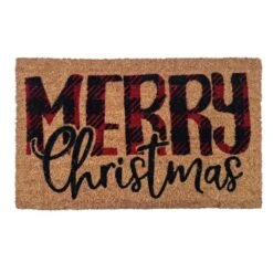Natural Printed-Plaid Merry Christmas Multicolored Indoor/Outdoor Doormat 18 In. X 30 In. -Northlight Shop multi first concept inc christmas doormats fc 83500 4f 1000