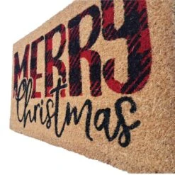 Natural Printed-Plaid Merry Christmas Multicolored Indoor/Outdoor Doormat 18 In. X 30 In. -Northlight Shop multi first concept inc christmas doormats fc 83500 e1 1000