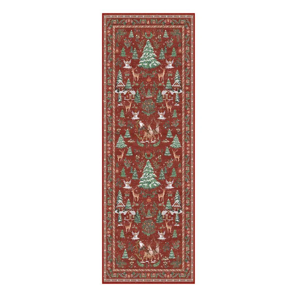 Christmas Multi 2 Ft. X 6 Ft. Elk Snowman Christmas Tree Area Rug 1 Christmas Multi 2 Ft. X 6 Ft. Elk Snowman Christmas Tree Area Rug