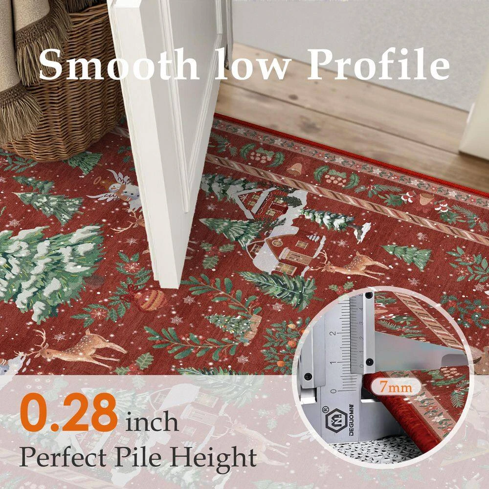 Christmas Multi 2 Ft. X 6 Ft. Elk Snowman Christmas Tree Area Rug 4 Christmas Multi 2 Ft. X 6 Ft. Elk Snowman Christmas Tree Area Rug - Image 4