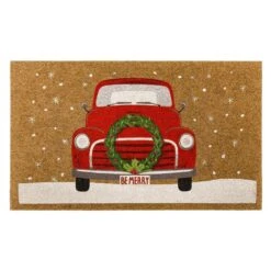 Home Accents Holiday Merry Holiday Truck Faux Coir 18 In. X 30 In. Holiday Door Mat