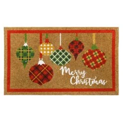 Home Accents Holiday Ornament Tradition Border Faux Coir 18 In. X 30 In. Holiday Door Mat