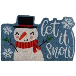 Vinyl Back Multi Colored Let It Snow 30 In. X 18 In. Coir Door Mat