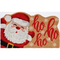 Vinyl Back Multi Colored Ho Ho Ho 30 In. X 18 In. Coir Door Mat