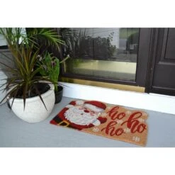 Vinyl Back Multi Colored Ho Ho Ho 30 In. X 18 In. Coir Door Mat -Northlight Shop multi imports decor christmas doormats 592pvc c3 1000