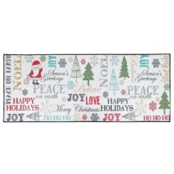 Santa Claus Multicolor 2 Ft. X 5 Ft. Holiday Words Area Rug