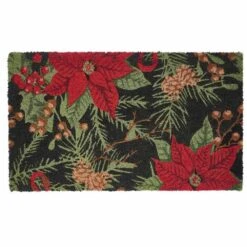 Poinsettia Christmas Multicolor 18 In. X 30 In. Coir Outdoor Doormat
