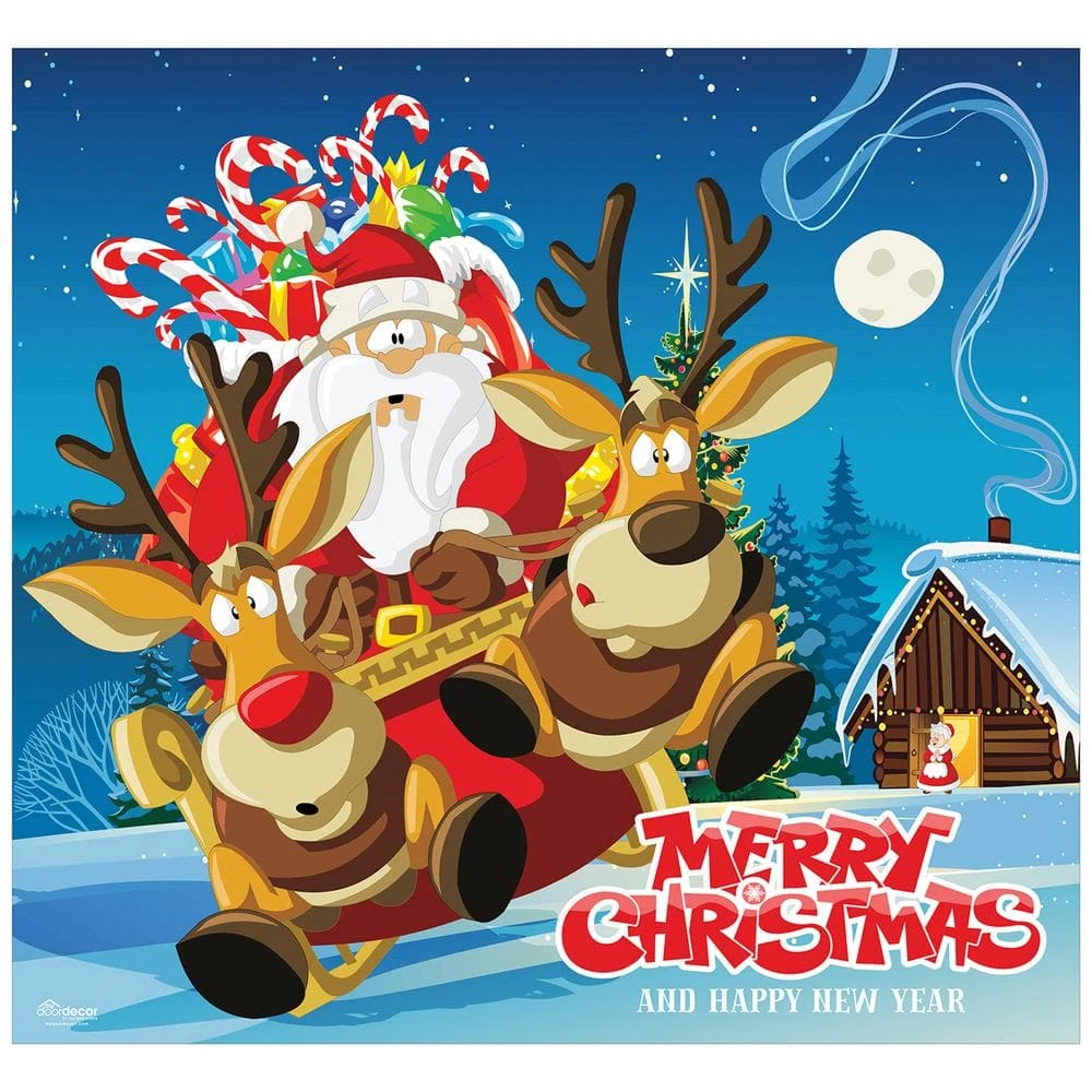 7 Ft. X 8 Ft. Santa's Take Off Holiday Garage Door Decor Mural For Single Car Garage 2 7 Ft. X 8 Ft. Santa's Take Off Holiday Garage Door Decor Mural For Single Car Garage - Image 2