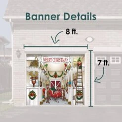 7 Ft. X 8 Ft. Santa's Reindeer Barn Without Santa Holiday Garage Door Decor Mural For Single Car Garage -Northlight Shop my door decor christmas garage door decorations 285903xmas 005 4f 1000