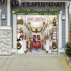 7 Ft. X 8 Ft. Santa's Reindeer Barn Holiday Garage Door Decor Mural For Single Car Garage 9 7 Ft. X 8 Ft. Santa's Reindeer Barn Holiday Garage Door Decor Mural For Single Car Garage -Northlight Shop my door decor christmas garage door decorations 285903xmas 006 1f 1000