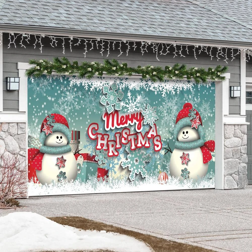 7 Ft. X 16 Ft. Snowman Merry Christmas-Outdoor Christmas Holiday Garage Door Banner Decor 4 7 Ft. X 16 Ft. Snowman Merry Christmas-Outdoor Christmas Holiday Garage Door Banner Decor - Image 4