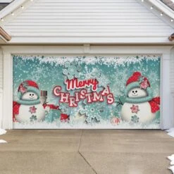7 Ft. X 16 Ft. Snowman Merry Christmas-Outdoor Christmas Holiday Garage Door Banner Decor