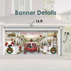 7 Ft. X 16 Ft. Huge Santa's Reindeer Barn Christmas Garage Door Decor Mural For Double Car Garage -Northlight Shop my door decor christmas garage door decorations 285905xmas 002 4f 1000