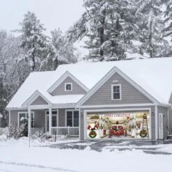 7 Ft. X 16 Ft. Huge Santa's Reindeer Barn Christmas Garage Door Decor Mural For Double Car Garage -Northlight Shop my door decor christmas garage door decorations 285905xmas 002 76 1000