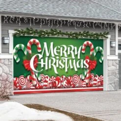7 Ft. X 16 Ft. Christmas Candy Christmas Garage Door Decor Mural For Double Car Garage -Northlight Shop my door decor christmas garage door decorations 285905xmas 004 1f 1000