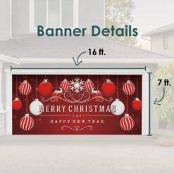 7 Ft. X 16 Ft. Red Ornaments In Snow Christmas Garage Door Decor Mural For Double Car Garage -Northlight Shop my door decor christmas garage door decorations 285905xmas 007 4f 1000