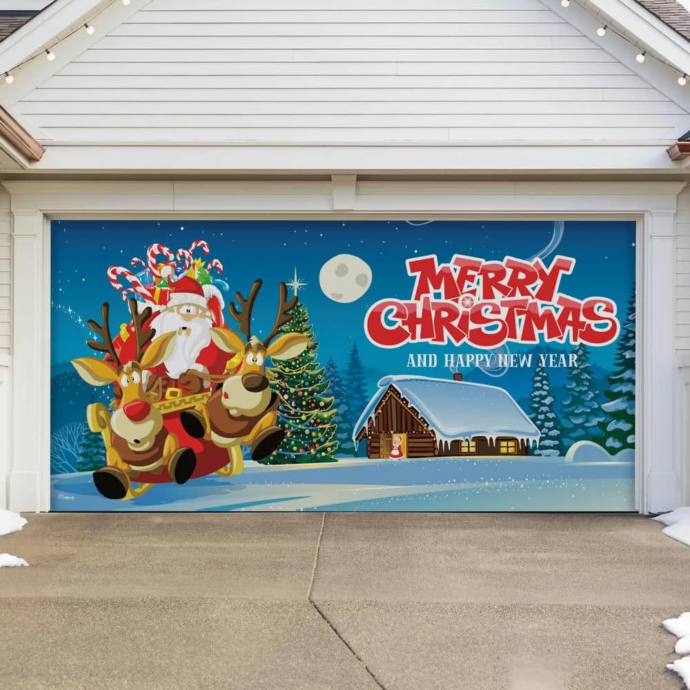 7 Ft. X 16 Ft. Santa's Take Off Christmas Garage Door Decor Mural For Double Car Garage 1 7 Ft. X 16 Ft. Santa's Take Off Christmas Garage Door Decor Mural For Double Car Garage
