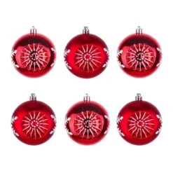 6-Piece Shatterproof Snowflake Red Ornaments -Northlight Shop national tree company christmas ornament sets frt100 ah112606 44 1000