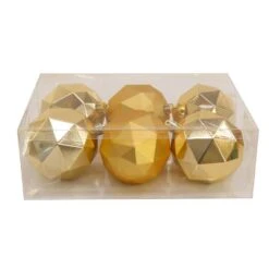 6-Piece Shatterproof Geometric Gold Ornaments -Northlight Shop national tree company christmas ornament sets frt100 ah112609 4f 1000