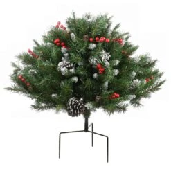 22 In. Frosted Berry Urn Filler With Cones, Red Berries And Tripod Stake